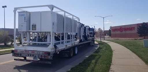 Chiller transported on a trailer