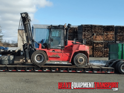 Kal Mar DCG127 Forklift loaded on a RGN trailer for transport