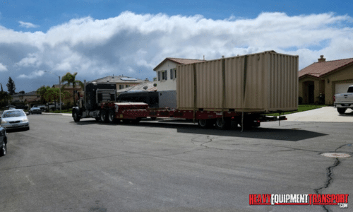Moving a container on a trailer.