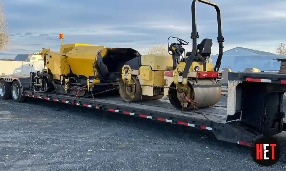 Hauling a paver and roller