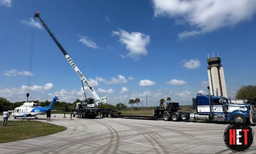 Hauling a Sikorsky S-76C Helicopter