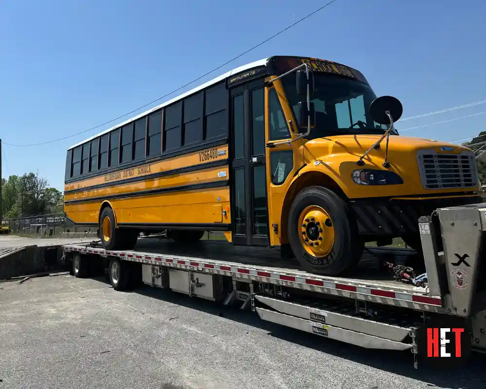Transporting a 2026 Thomas Built Saf-T-Liner C2 Jouley Electric School Bus
