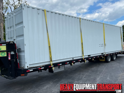 Transporting a 40ft high cube shipping container.