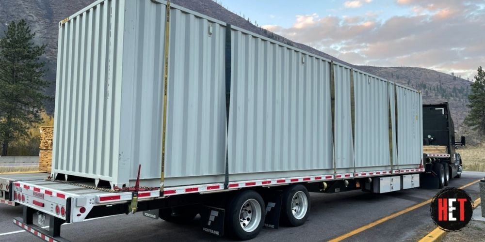 Container transported by semi truck