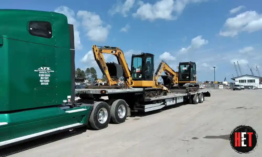 Transporting a midi excavator