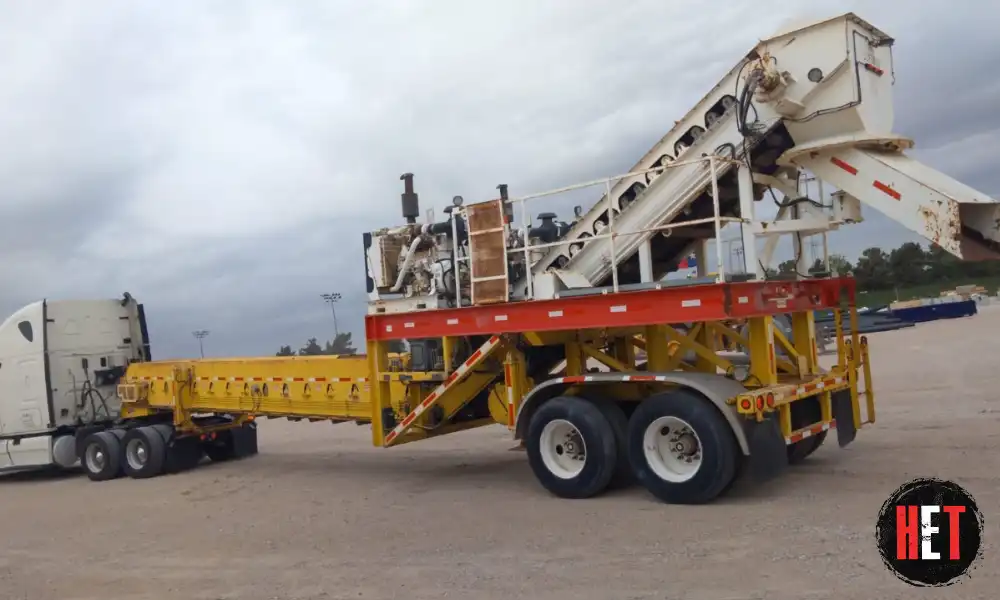 Hauling a Keystone portable sand conveyor