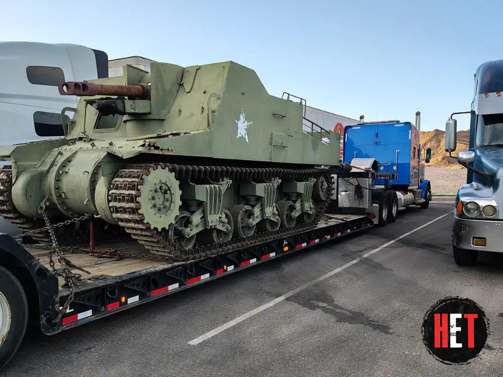 Transporting a 1945 World War 2 tank
