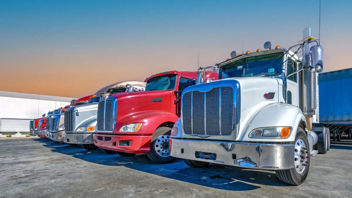 Trucks lined up