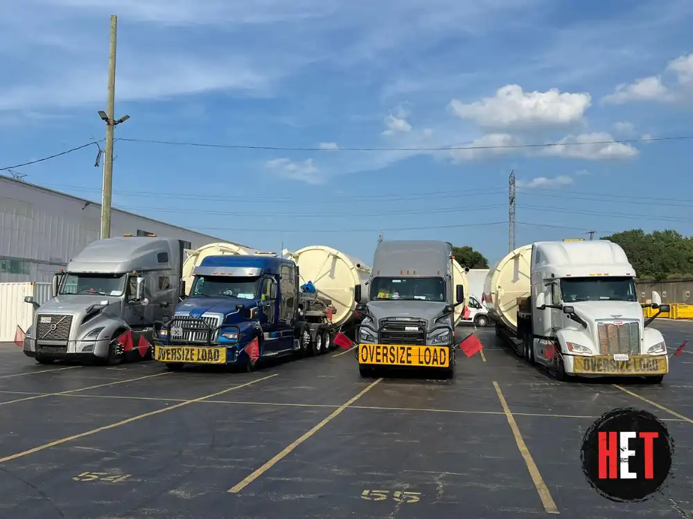Multiple silo tanks being shipped
