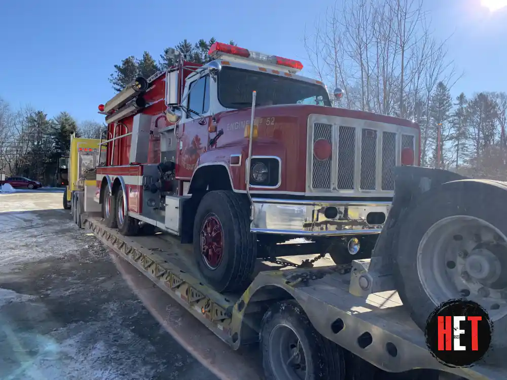 Transporting a pumper tanker fire truck