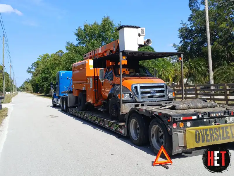 Transporting a 2006 Ford F650 Bucket Truck