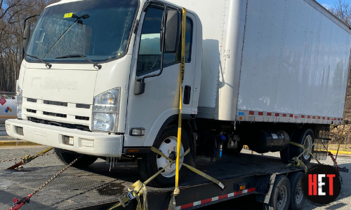 box truck shipment on a trailer