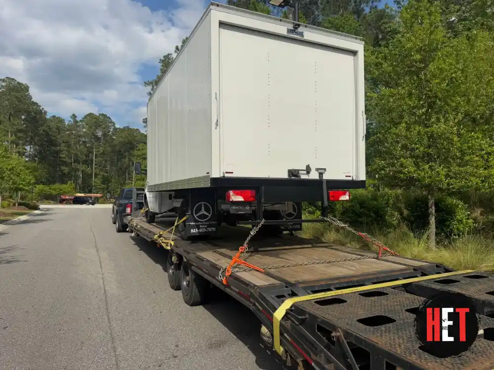 Transporting a Mercedes-Benz Sprinter 16ft box truck